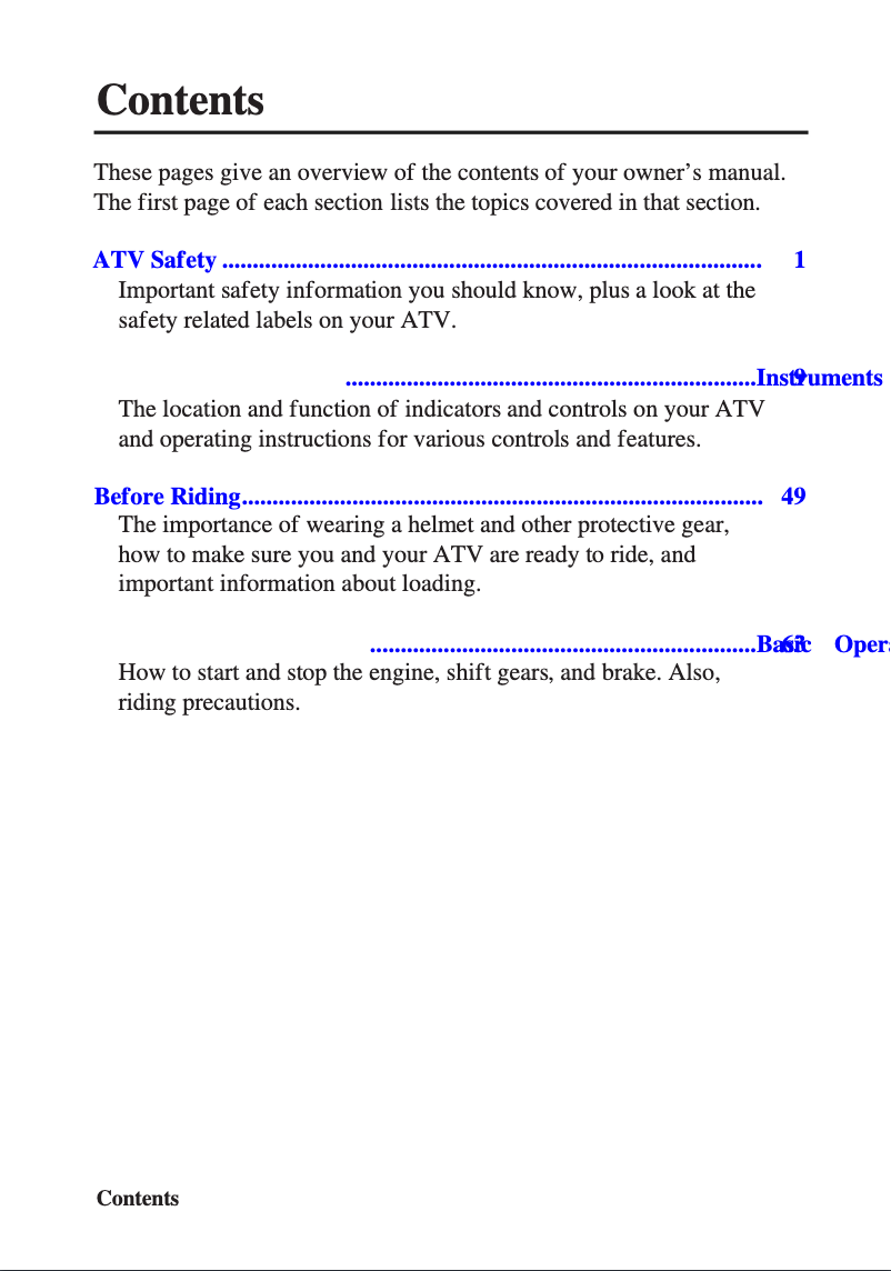 Image de la première page du manuel de l'appareil FourTrax Foreman TRX500 (2012)