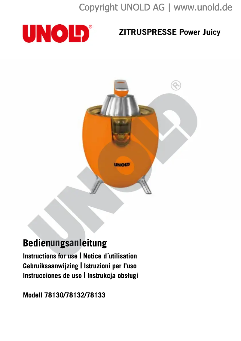 Image de la première page du manuel de l'appareil Power Juicy 78132
