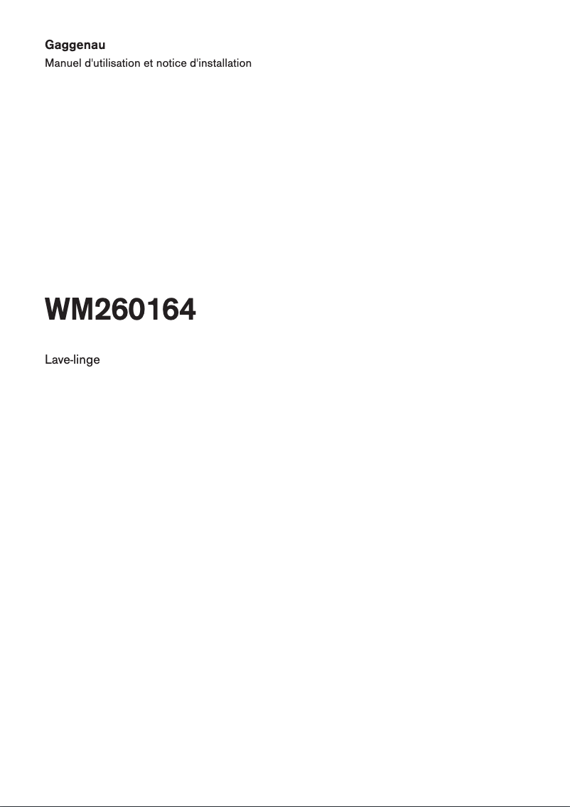 Page n°1 - Guide d'installation Gaggenau WM260164