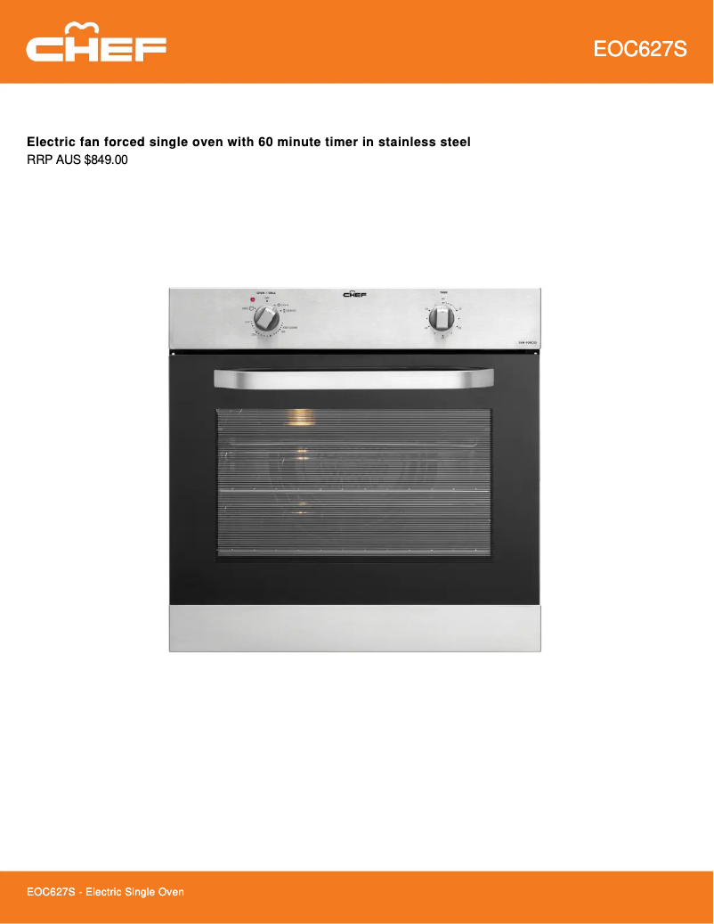 Page 1 de la notice Fiche technique Chef EOC627S