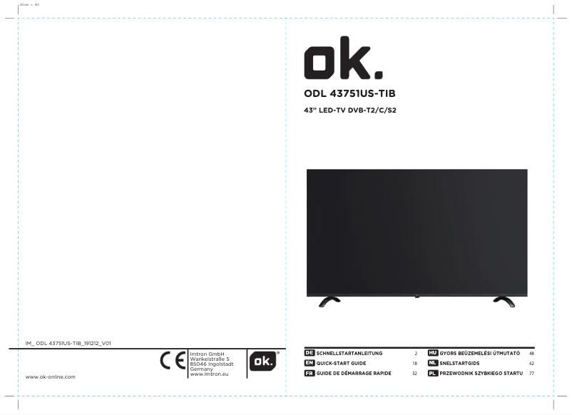 Page n°1 - Manuel utilisateur OK ODL 43751US-TIB