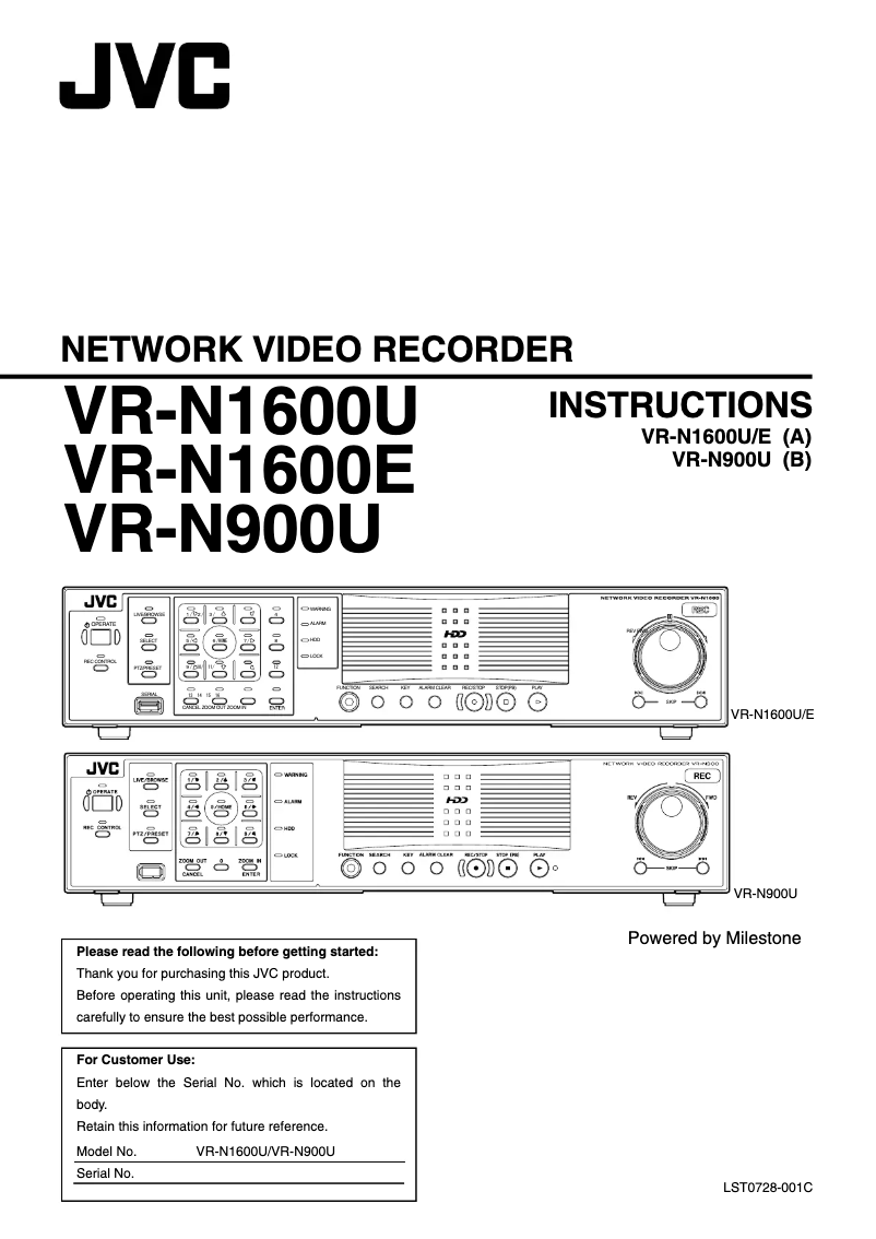 Page n°1 - Manuel utilisateur JVC VR-N1600E(A)