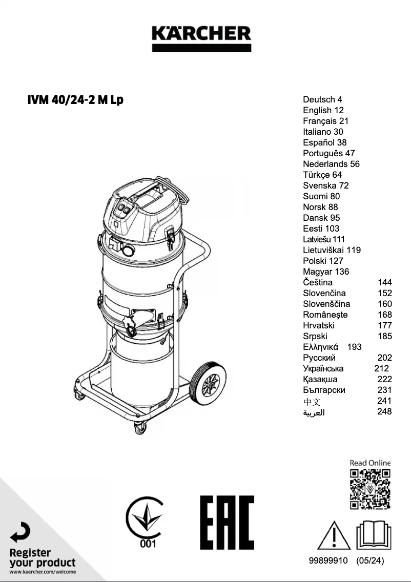 Page n°1 - Manuel utilisateur Kärcher IVM 40/24-2 M Lp