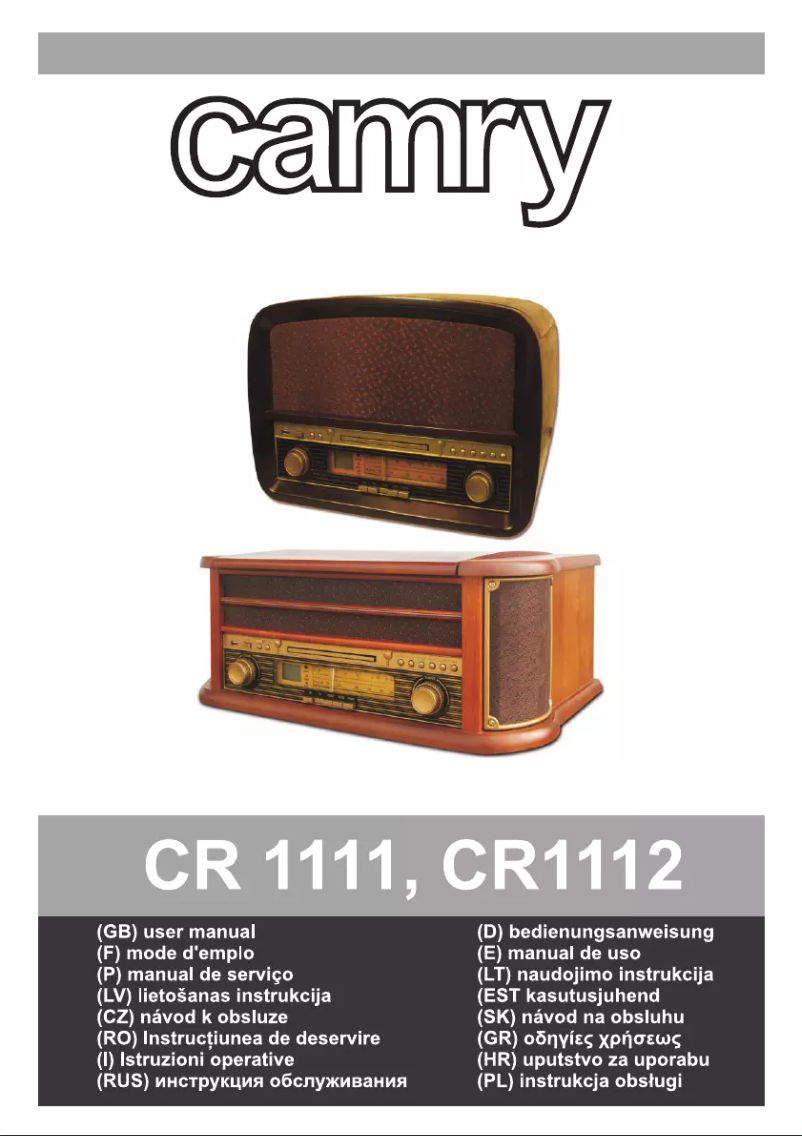 Page 1 de la notice Manuel utilisateur Camry CR 1111