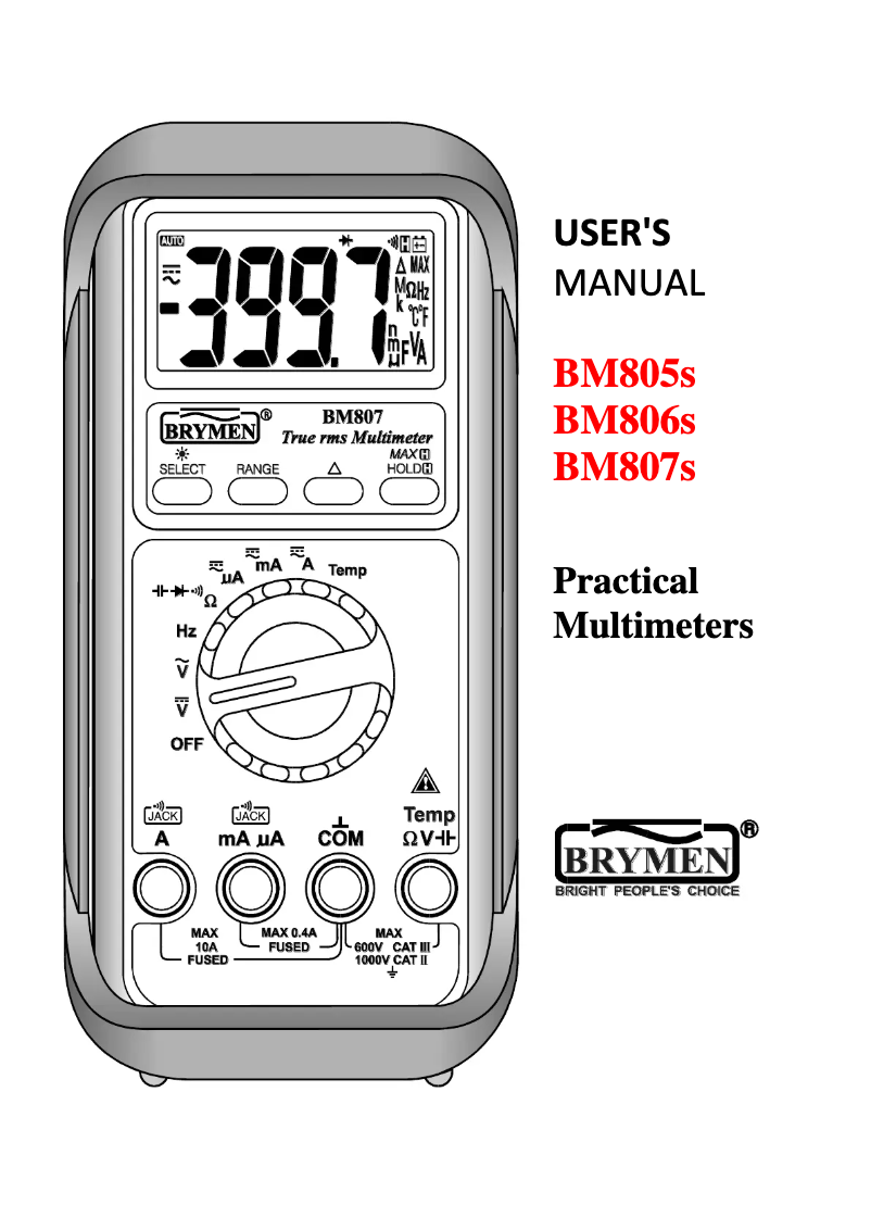 Page 1 de la notice Manuel utilisateur Brymen BM807s