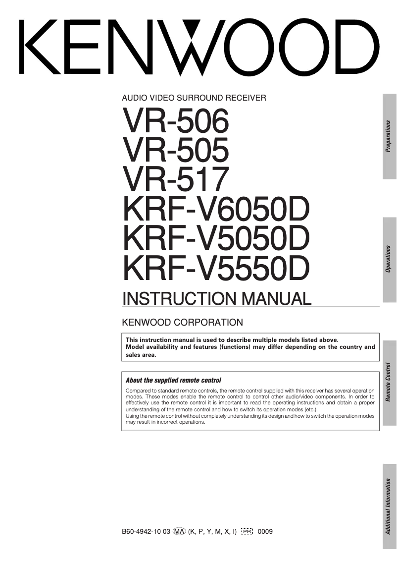 Page n°1 - Manuel utilisateur Kenwood KRF-V5050D