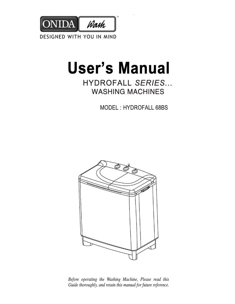 Page 1 de la notice Manuel utilisateur Onida Hydrofall 68BS