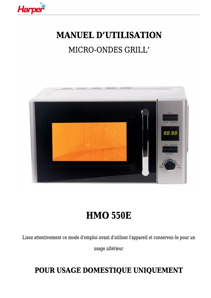 Page n°1 - Manuel utilisateur Harper HMO550E