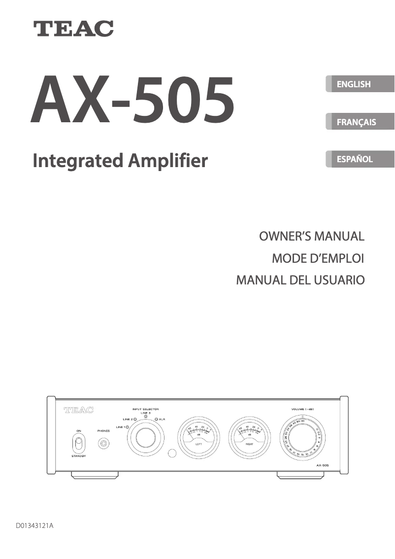 Page 1 de la notice Manuel utilisateur Teac AX-505