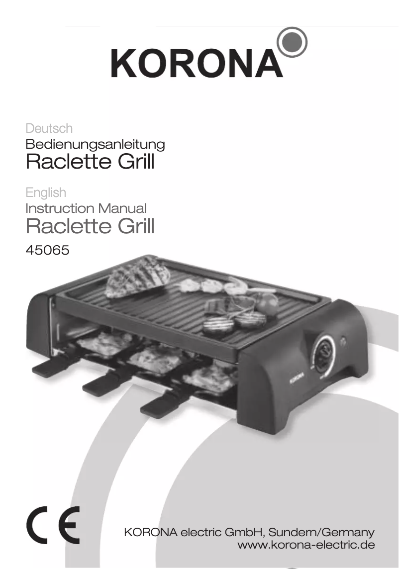 Page 1 of the manual User Manual Korona Raclette Grill 45065