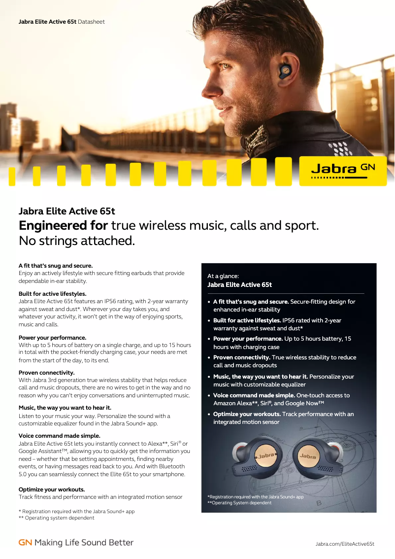 Page n°1 - Fiche technique Jabra Elite Active 65t