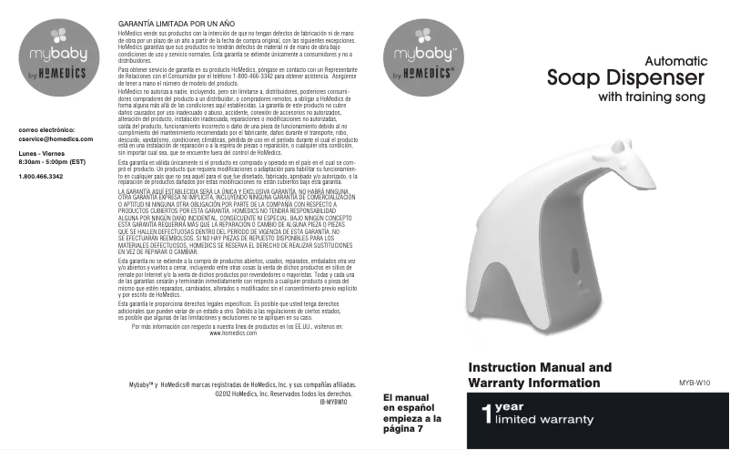 Page n°1 - Manuel utilisateur Homedics Automatic Soap Dispenser MYB-W10