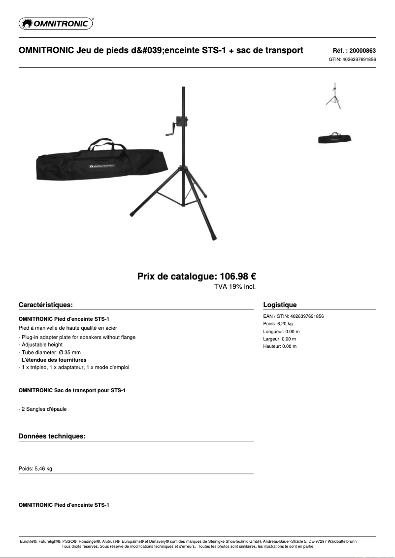 Image de la première page du manuel de l'appareil STS-1