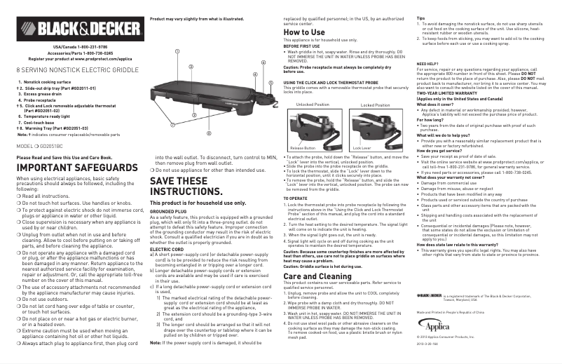 Page n°1 - Manuel utilisateur Black & Decker GD2051BC