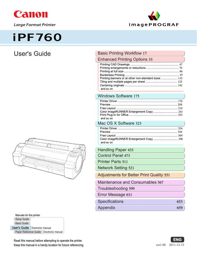 Image de la première page du manuel de l'appareil imagePROGRAF iPF760