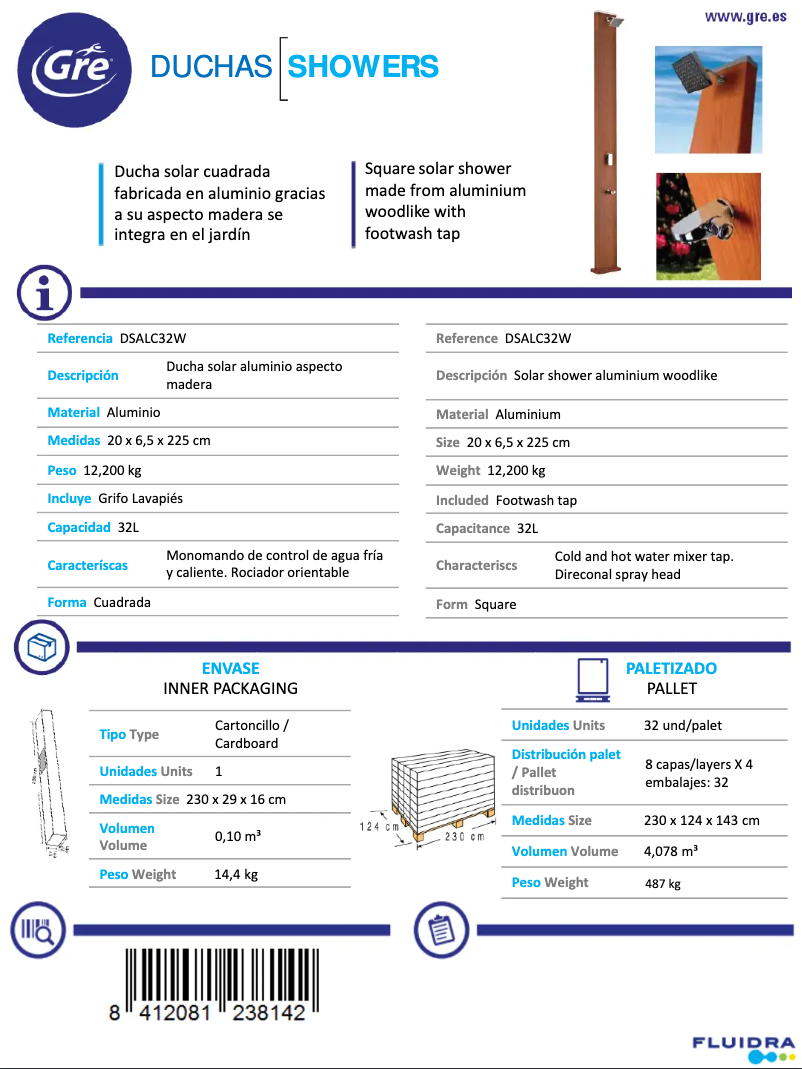 Page 1 de la notice Fiche technique Gre DSALC32W
