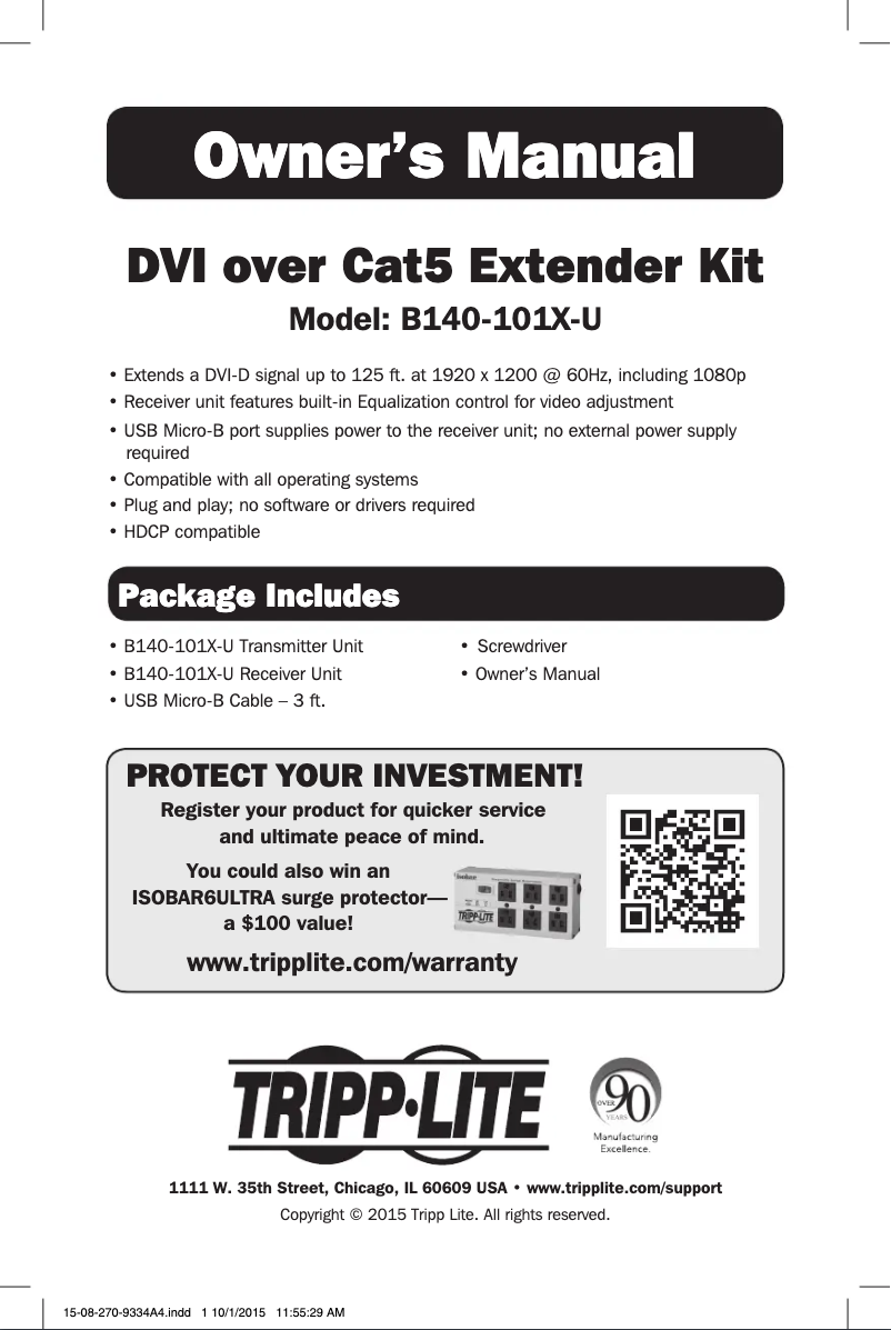Page n°1 - Manuel utilisateur Tripp Lite B140-101X-U