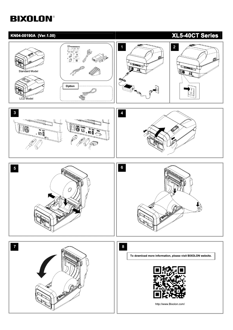 Page 1 de la notice Guide de démarrage rapide Bixolon XL5-40CT