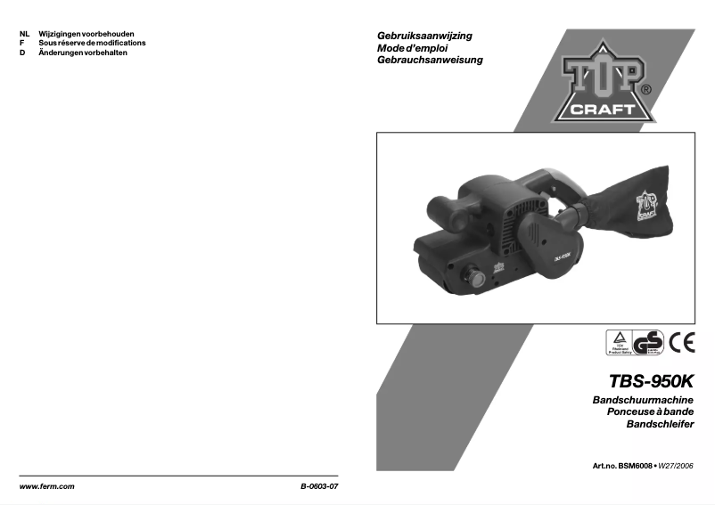 Page n°1 - Manuel utilisateur Topcraft TBS-950K
