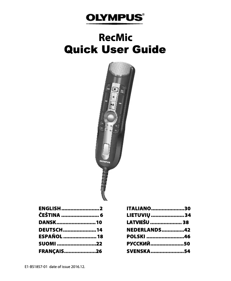 Page n°1 - Manuel utilisateur Olympus RecMic RM‑4110S