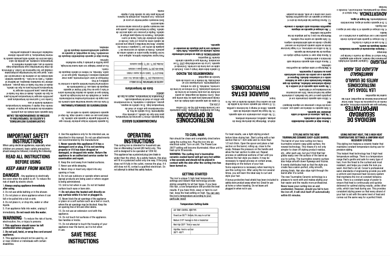 Page 1 de la notice Manuel utilisateur Conair CD109BP InfinitiPRO