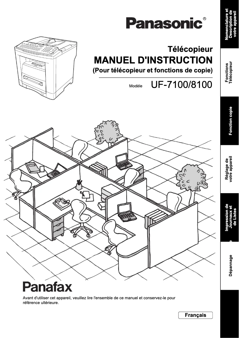 Image de la première page du manuel de l'appareil Panafax UF-8100