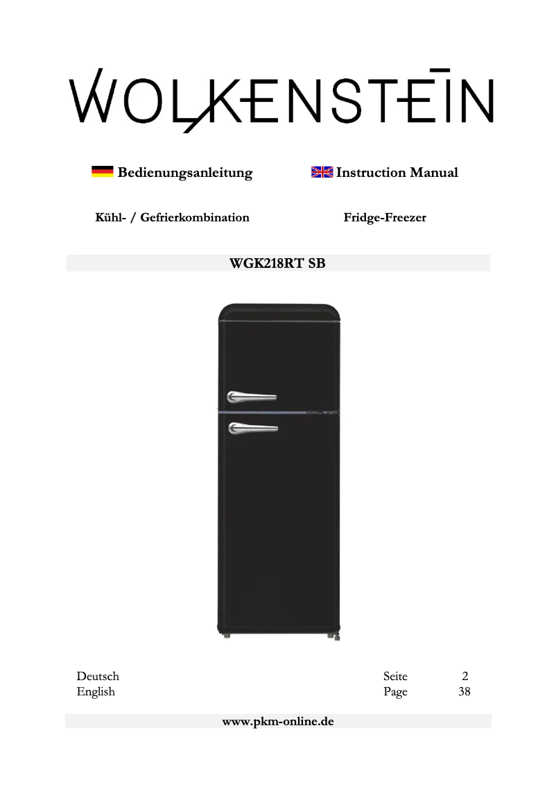 Page 1 de la notice Manuel utilisateur Wolkenstein WGK218RT SB