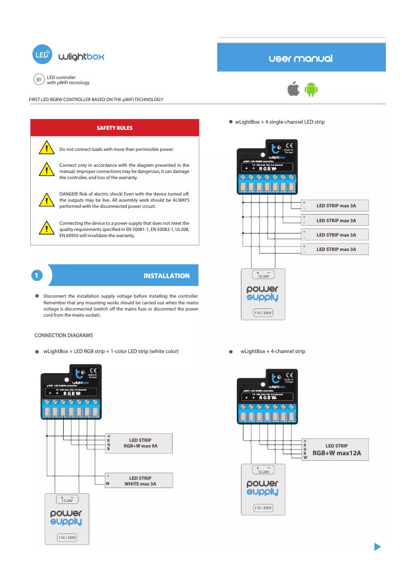 Page 1 de la notice Manuel utilisateur Blebox wlightbox