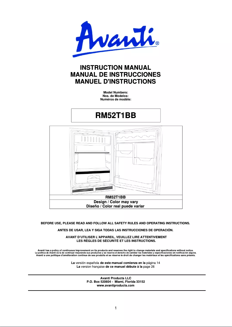 Image de la première page du manuel de l'appareil RM52T1BB