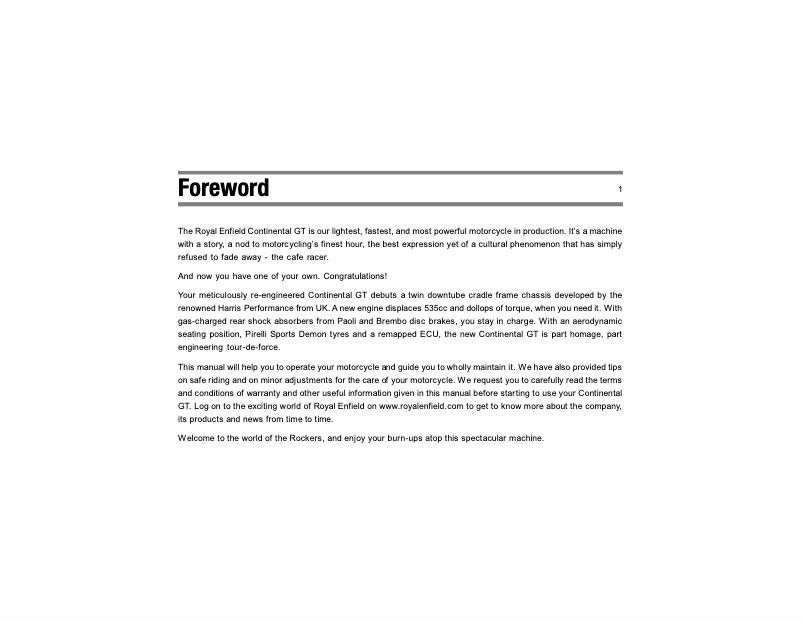 Image de la première page du manuel de l'appareil Continental GT (2013)