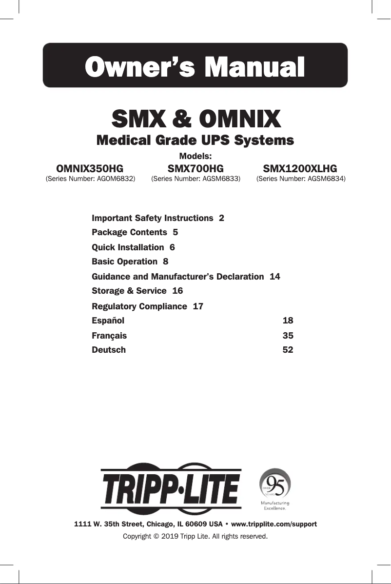 Página 1 del manual Manual de usuario Tripp Lite OMNIX350HG