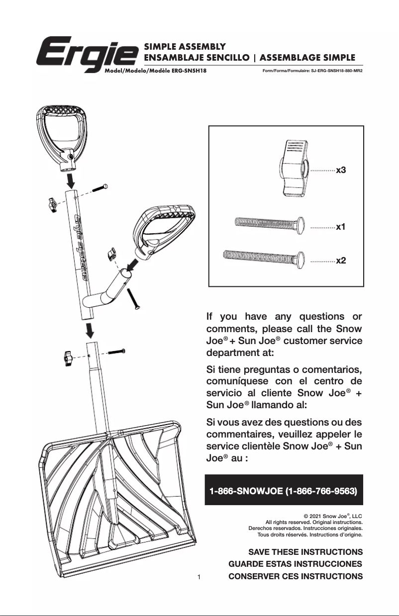 Image de la première page du manuel de l'appareil ERG-SNSH18