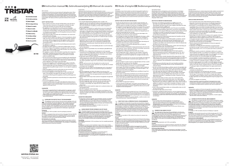 Image de la première page du manuel de l'appareil KB-7985