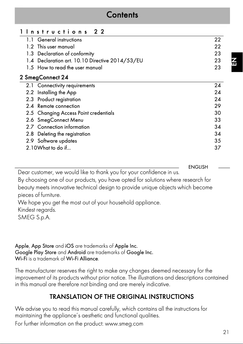Page n°1 - Mode d'emploi Smeg SFP6104WTPS
