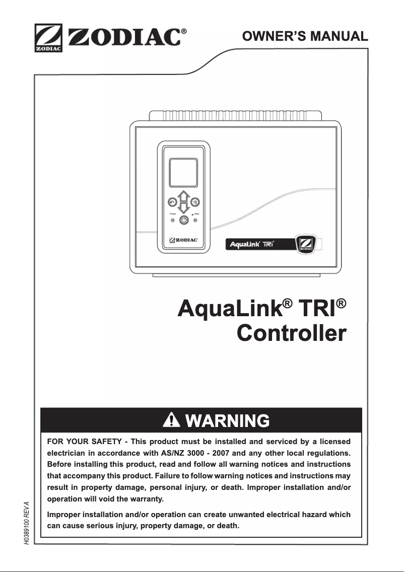 Page 1 de la notice Manuel utilisateur Zodiac AquaLink TRi