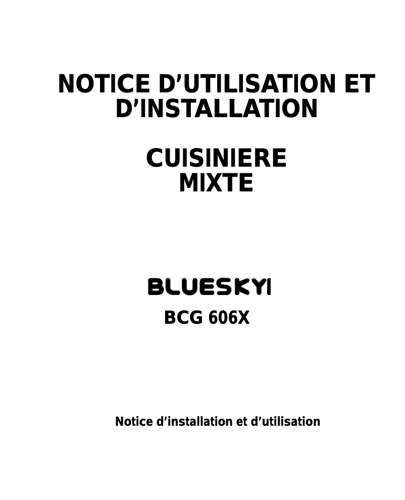 Page 1 de la notice Manuel utilisateur Bluesky BCG 606X