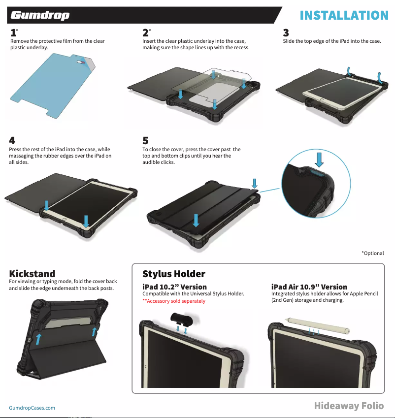 Page 1 de la notice Manuel utilisateur Gumdrop Hideaway Folio