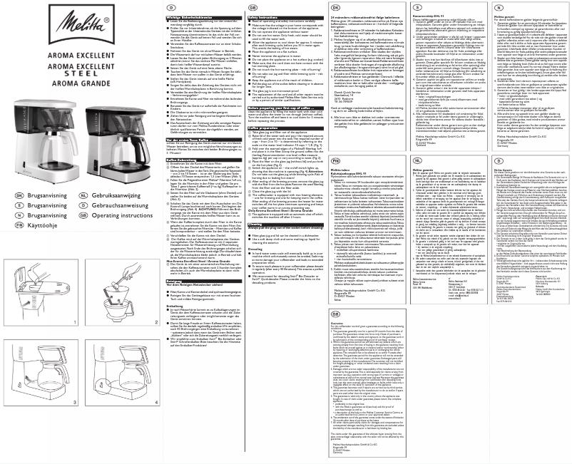 Page n°1 - Manuel utilisateur Melitta Aroma Excellent Steel