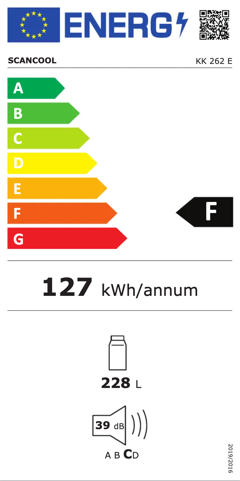 Page n°1 - Label énergétique Scancool KK 262 E