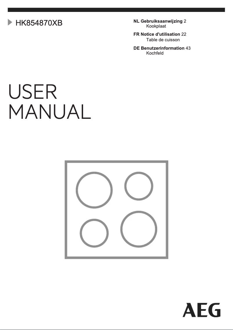 Page n°1 - Manuel utilisateur AEG HK854870XB