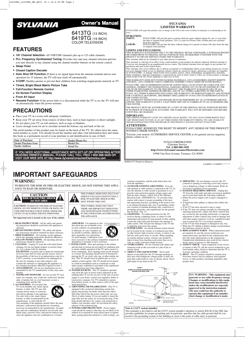 Image de la première page du manuel de l'appareil 6413TG