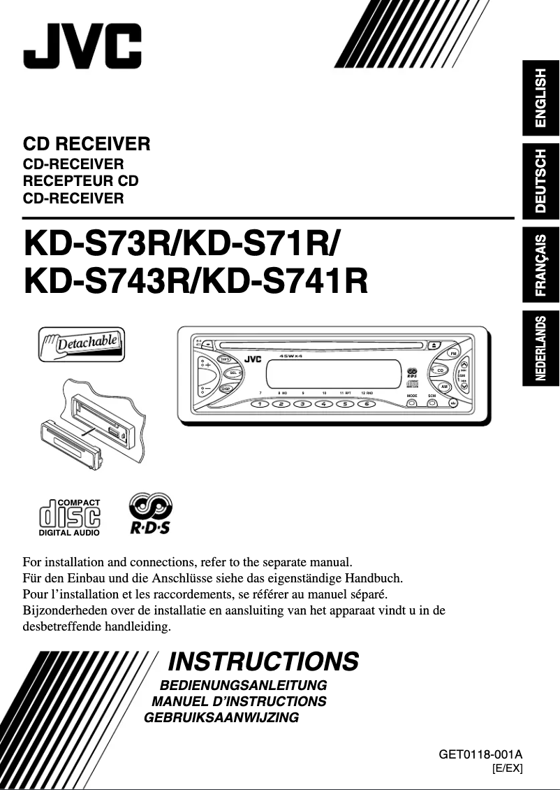 Page n°1 - Manuel utilisateur JVC KD-S741R