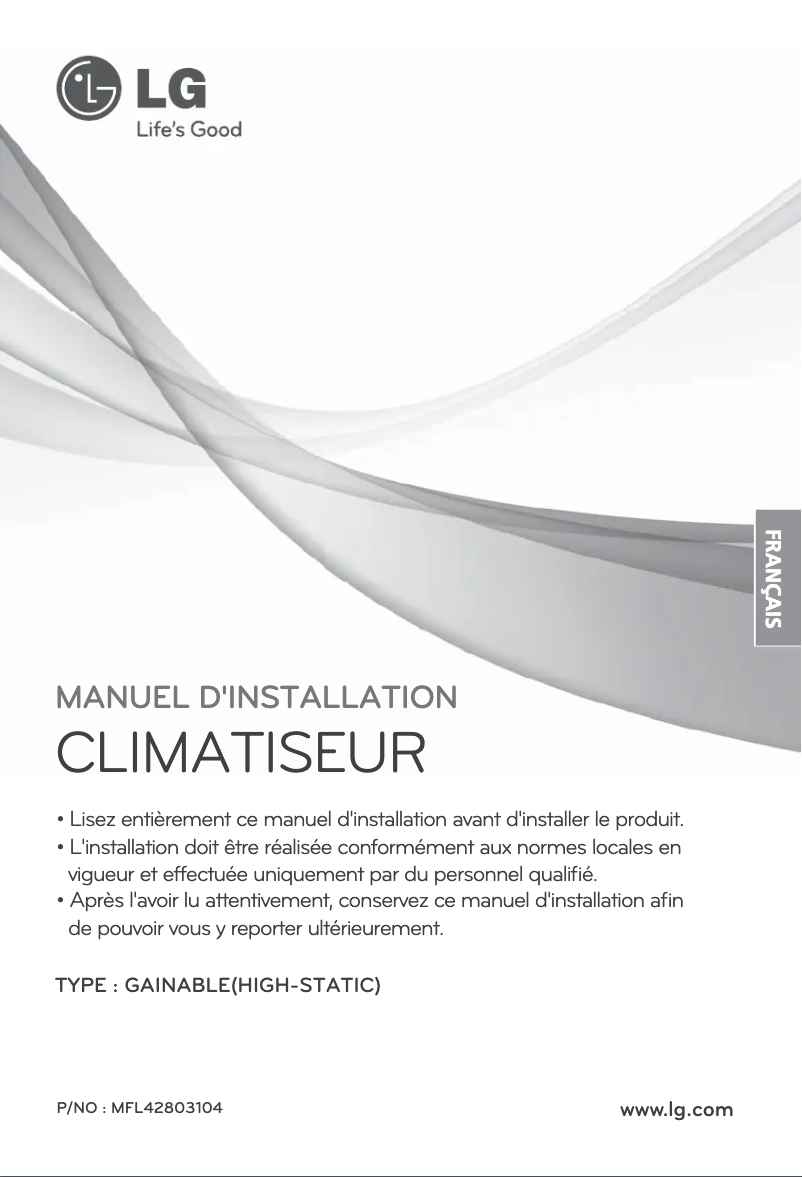 Page n°1 - Guide d'installation LG MULTI V ARNU18GBHA2