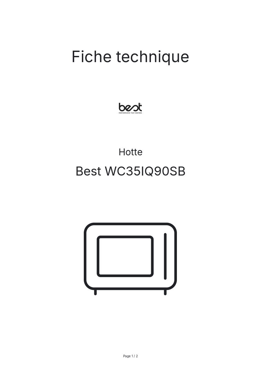 Page n°1 - Fiche technique Best WC35IQ90SB