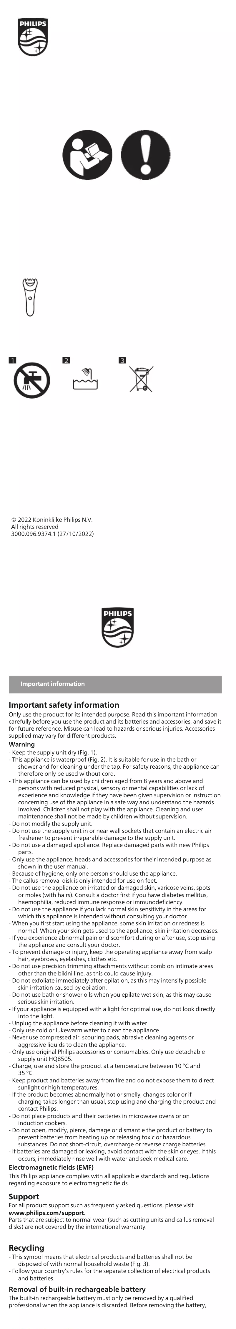 Page 1 de la notice Manuel utilisateur Philips BRE715