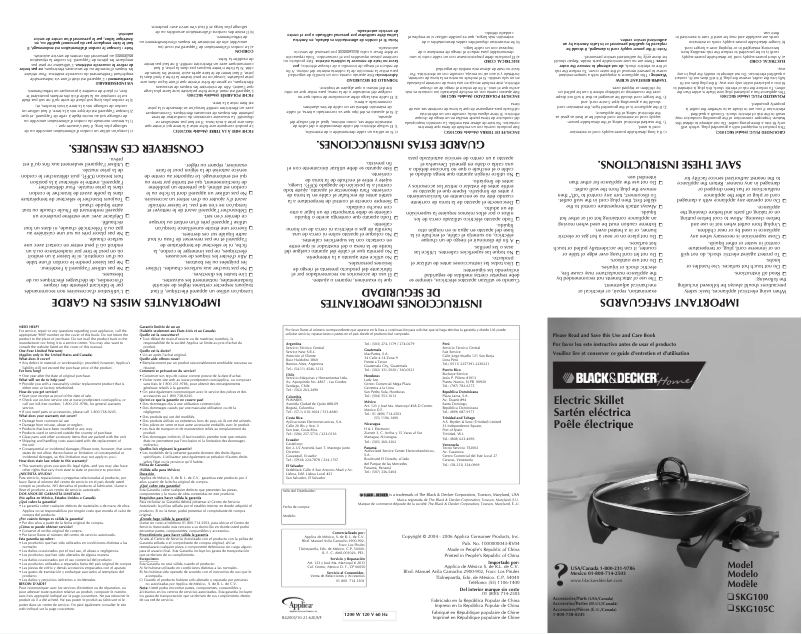 Page 1 de la notice Manuel utilisateur Black & Decker SKG100