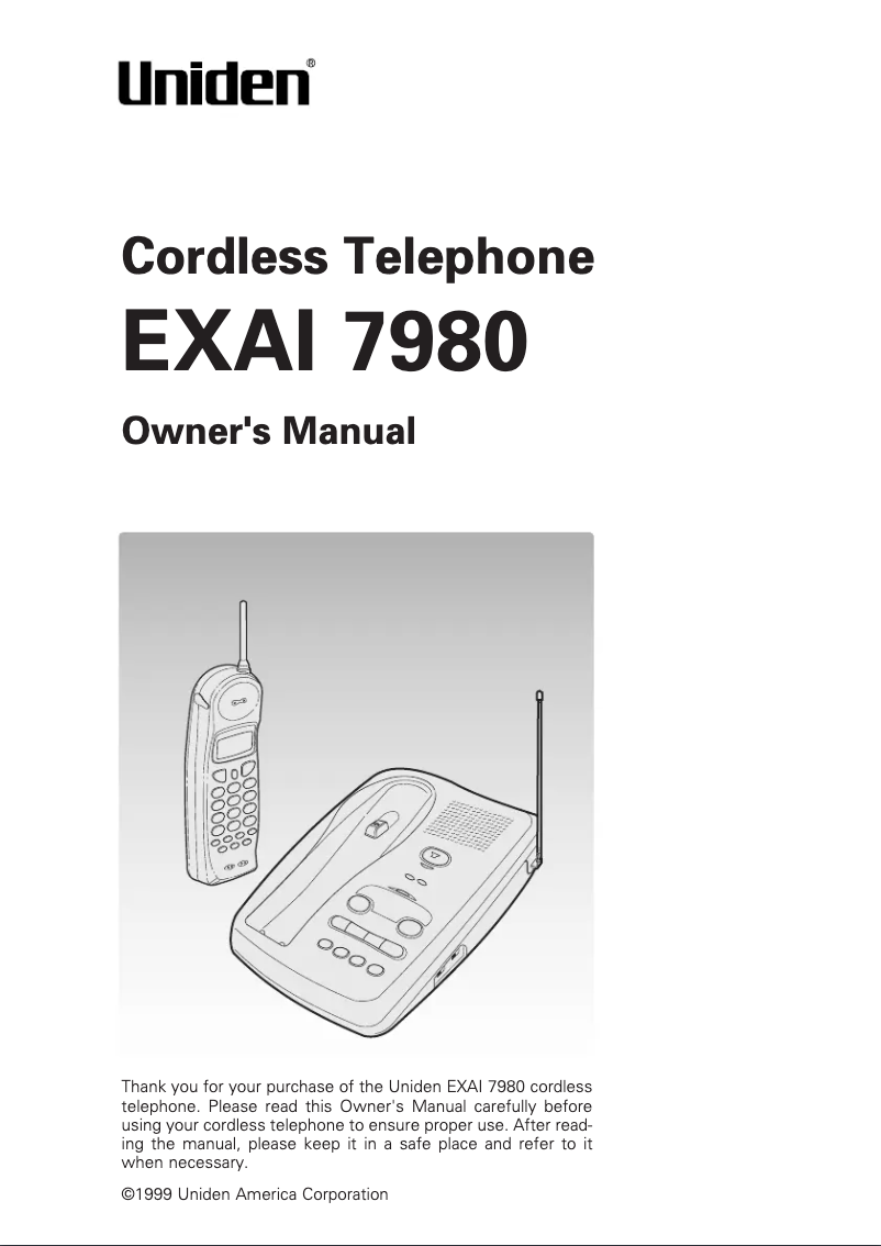 Page n°1 - Manuel utilisateur Uniden EXAI 7980