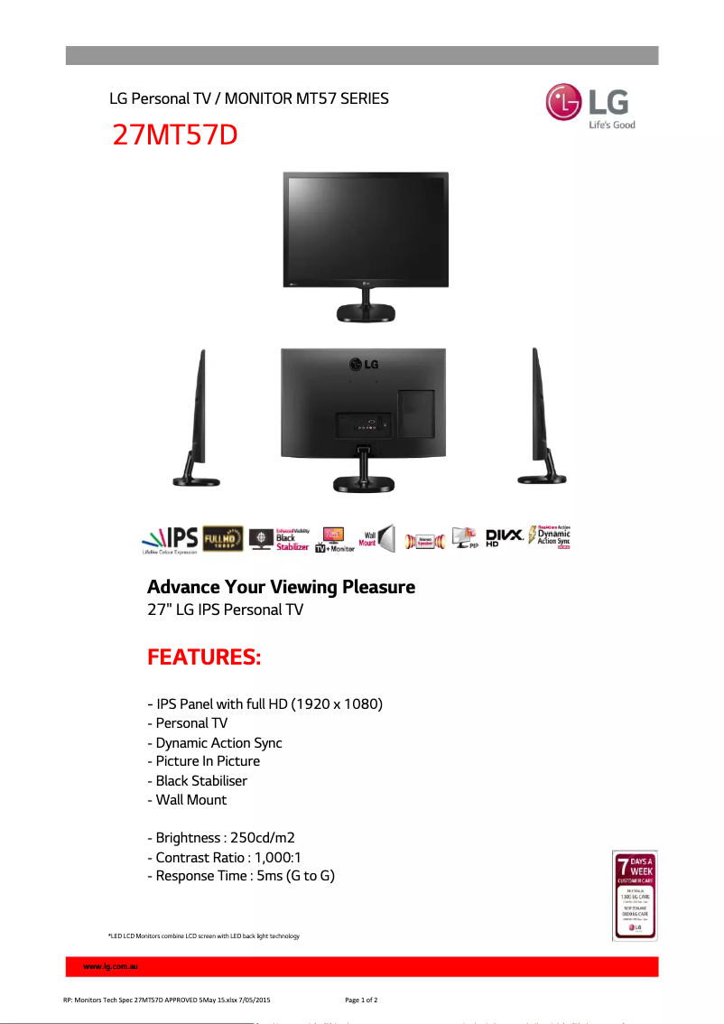 Image de la première page du manuel de l'appareil 27MT57D