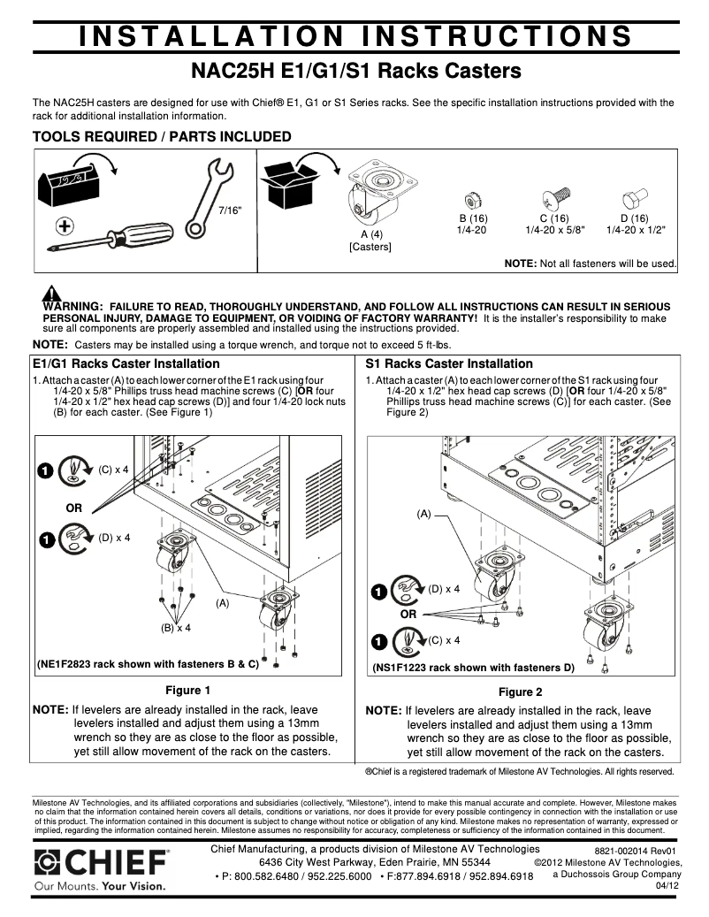 Page 1 of the manual User Manual Chief NAC25H