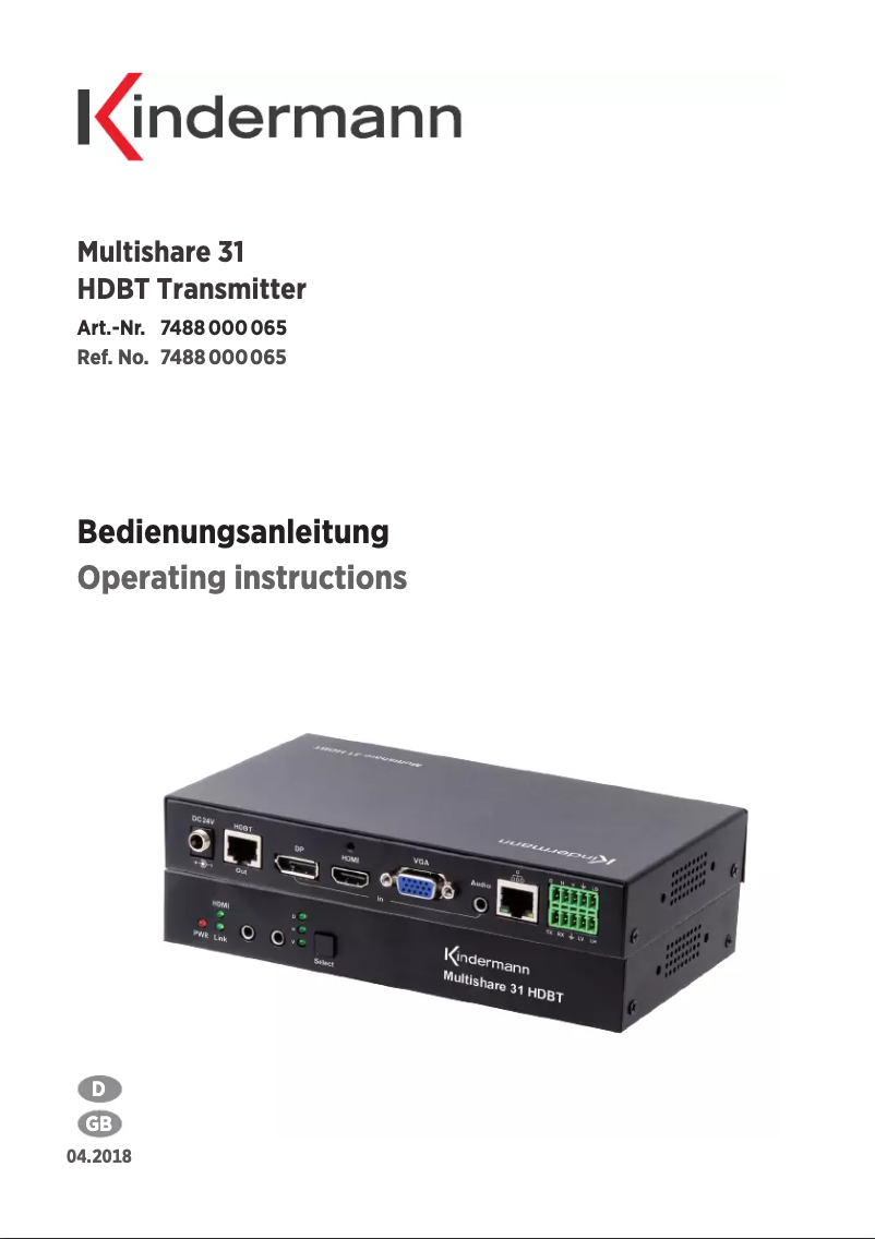 Página 1 del manual Manual de usuario Kindermann  Multishare 31